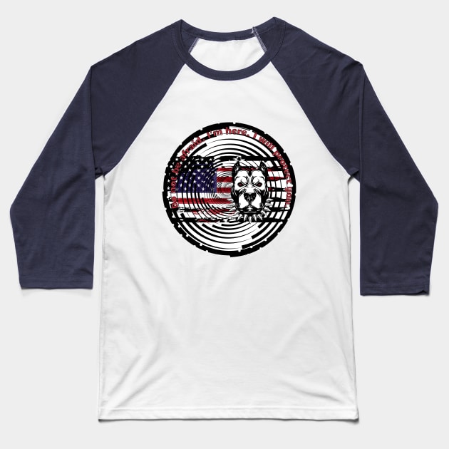 pitbull, dog, american flag Baseball T-Shirt by Greenmillion